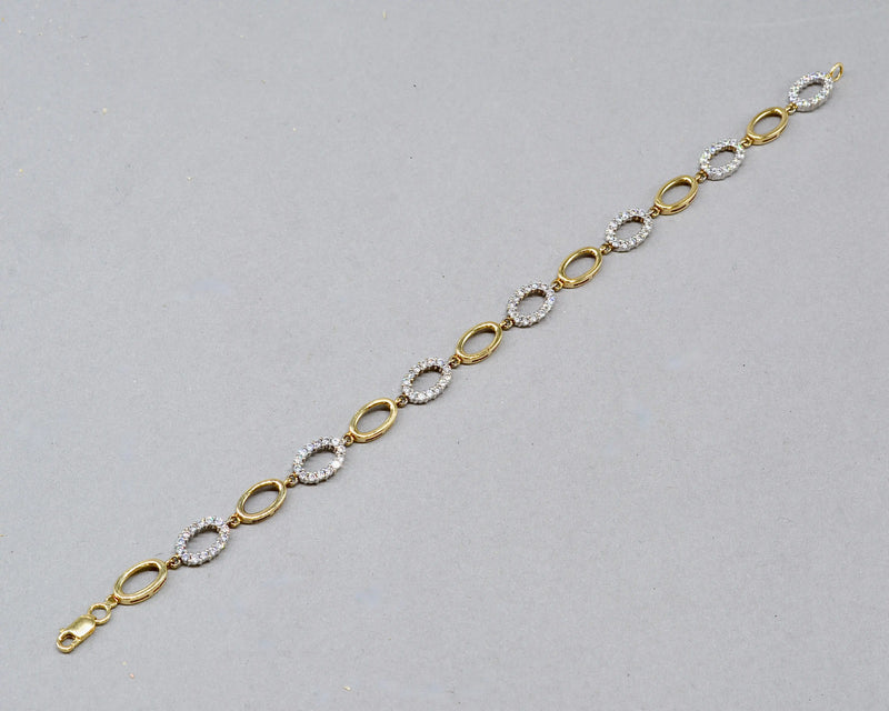 9ct Yellow Gold Oval Link CZ Set Bracelet