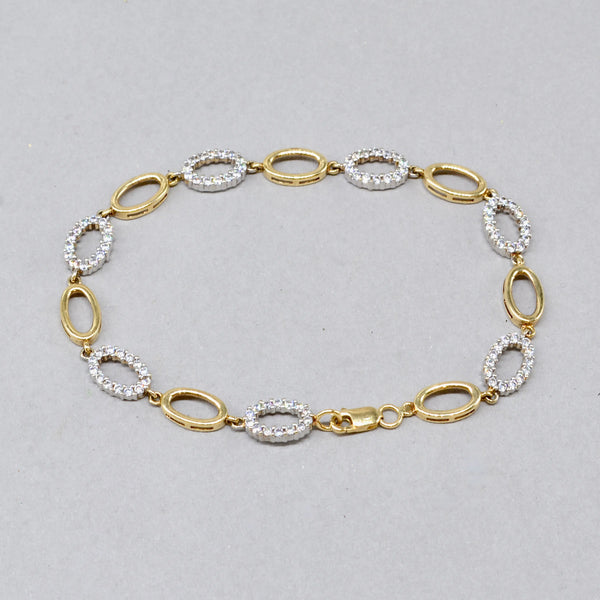 9ct Yellow Gold Oval Link CZ Set Bracelet
