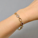 9ct Yellow Gold Oval Link CZ Set Bracelet