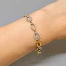 9ct Yellow Gold Oval Link CZ Set Bracelet