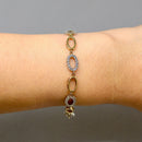 9ct Yellow Gold Oval Link CZ Set Bracelet