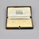 Edwardian Old European Cut Diamond Three-Stone Line Brooch, Millgrain Rub-Over Set, Boxed