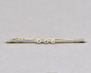 Edwardian Old European Cut Diamond Three-Stone Line Brooch, Millgrain Rub-Over Set, Boxed