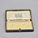 Edwardian Old European Cut Diamond Three-Stone Line Brooch, Millgrain Rub-Over Set, Boxed