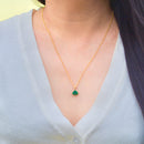 18K 黄金翡翠和钻石笑佛迷你吊坠