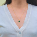 18K 黄金翡翠和钻石笑佛迷你吊坠