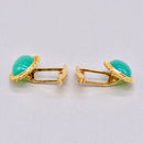 Vintage 1950s Green Chrysoprase Gold Cufflinks