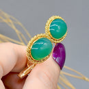 Vintage 1950s Green Chrysoprase Gold Cufflinks