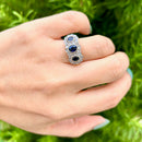 Vintage Sapphire & Diamond Triple Cluster 18ct Yellow Gold Ring (1.60cts)