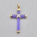 Vintage Lavender Jade and Diamond Set Cross Pendant