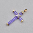 Vintage Lavender Jade and Diamond Set Cross Pendant