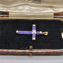 Vintage Lavender Jade and Diamond Set Cross Pendant