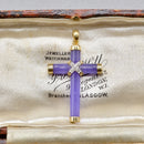 Vintage Lavender Jade and Diamond Set Cross Pendant
