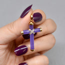 Vintage Lavender Jade and Diamond Set Cross Pendant