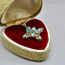 Neon Blue Apatite Cluster Design Pendant in 9ct Yellow Gold