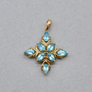 Neon Blue Apatite Cluster Design Pendant in 9ct Yellow Gold