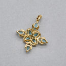Neon Blue Apatite Cluster Design Pendant in 9ct Yellow Gold