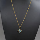 Neon Blue Apatite Cluster Design Pendant in 9ct Yellow Gold