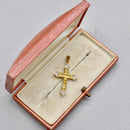 Vintage Citrine and Diamond Set Cross Pendant in 9ct Yellow Gold