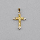 Vintage Citrine and Diamond Set Cross Pendant in 9ct Yellow Gold