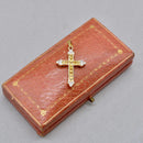 Vintage Citrine and Diamond Set Cross Pendant in 9ct Yellow Gold