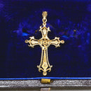Vintage 9ct Yellow Gold Diamond Set Gothic Style Cross Pendant