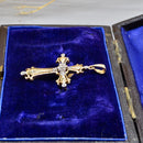 Vintage 9ct Yellow Gold Diamond Set Gothic Style Cross Pendant