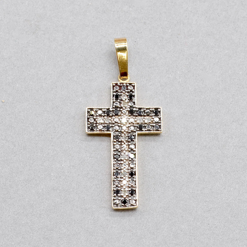 Vintage Black and White Diamond Set Cross Pendant