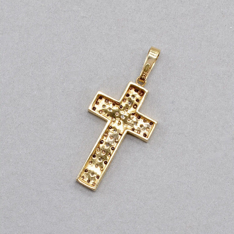 Vintage Black and White Diamond Set Cross Pendant