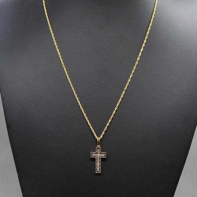 Vintage Black and White Diamond Set Cross Pendant
