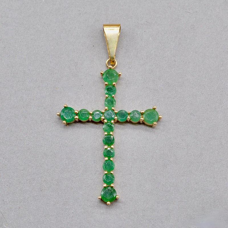 Vintage Emerald Set Cross Pendant