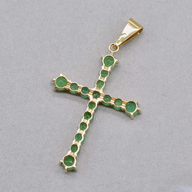 Vintage Emerald Set Cross Pendant