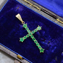 Vintage Emerald Set Cross Pendant
