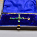 Vintage Emerald Set Cross Pendant