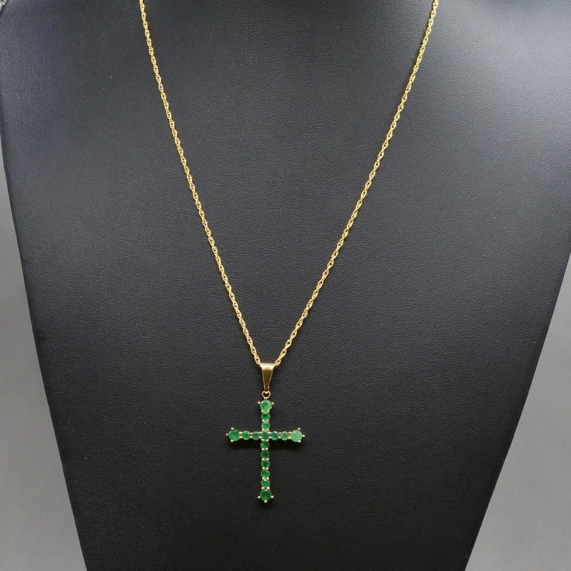 Vintage Emerald Set Cross Pendant