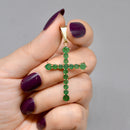 Vintage Emerald Set Cross Pendant