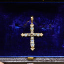 Vintage Opal and Ruby Set Cross Pendant