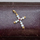Vintage Opal and Ruby Set Cross Pendant