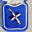 Vintage Opal and Ruby Set Cross Pendant