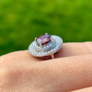 Rhodolite Garnet and Diamond 14ct White Gold Double Cluster Ring