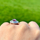 Rhodolite Garnet and Diamond 14ct White Gold Double Cluster Ring