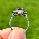 Rhodolite Garnet and Diamond 14ct White Gold Double Cluster Ring