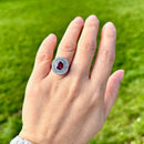Rhodolite Garnet and Diamond 14ct White Gold Double Cluster Ring