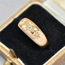 Antique Chester Hallmarked 1902 Trilogy Diamond Gypsy Set 18ct Yellow Gold Ring