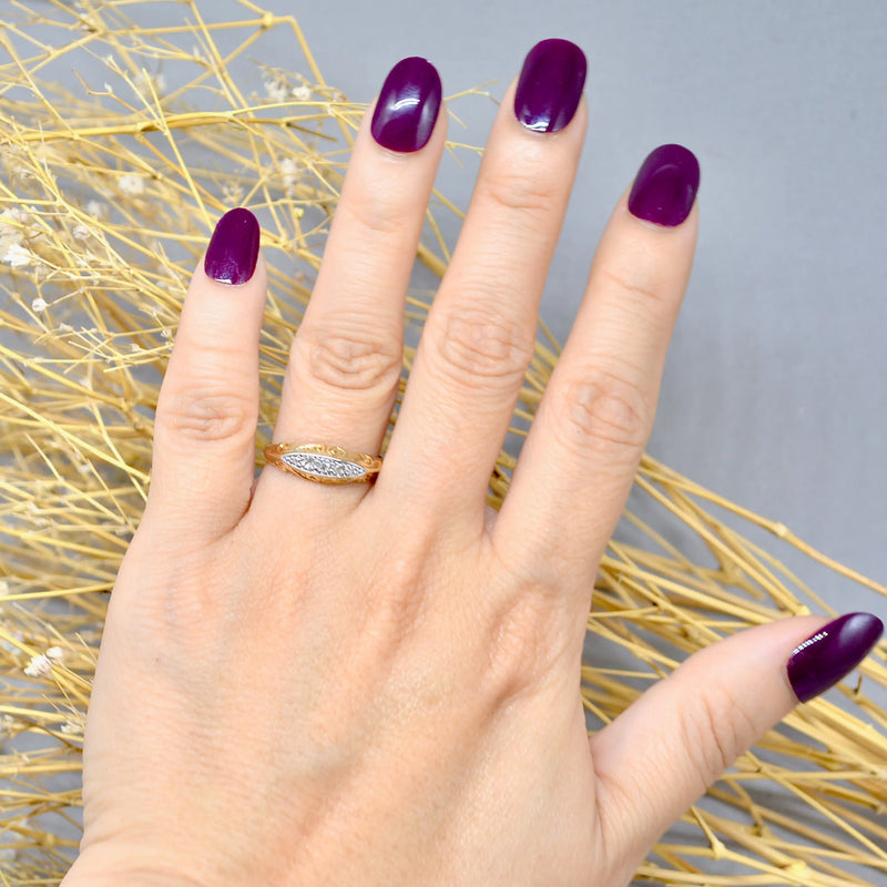 Antique Diamond 18ct Yellow Gold & Platinum Topped Five-Stone Boat-Shaped Ring