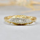 Antique Diamond 18ct Yellow Gold & Platinum Topped Five-Stone Boat-Shaped Ring