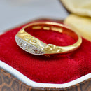 Antique Diamond 18ct Yellow Gold & Platinum Topped Five-Stone Boat-Shaped Ring