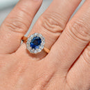 Vintage 1990s Sapphire & Diamond Cluster Ring in 18ct Yellow Gold (Approx. 2.01ct)