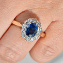Vintage 1990s Sapphire & Diamond Cluster Ring in 18ct Yellow Gold (Approx. 2.01ct)