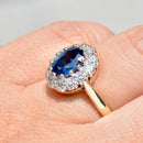 Vintage 1990s Sapphire & Diamond Cluster Ring in 18ct Yellow Gold (Approx. 2.01ct)